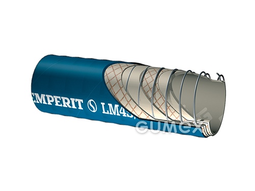 Potravinová tlakosací hadice na tekuté poživatiny LM4S/SF1500, 25/37mm, 10bar/-0,9bar, NBR/NVC, -35°C/+95°C (krátkodobě +130°C), modrá